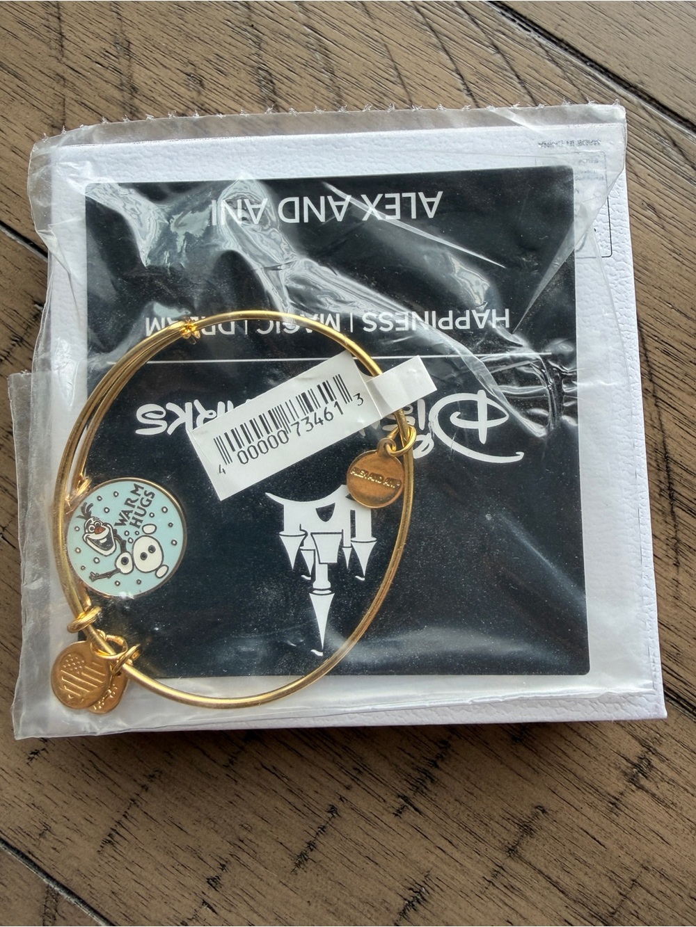 Alex and Ani Gold-tone Olaf Enamel Charm Bangle - Light Blue